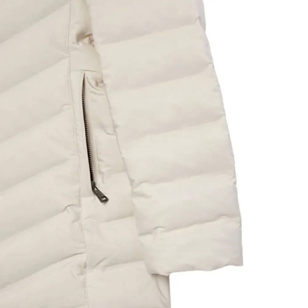 ZARA Ecru Water Wind Protection Hooded Down Coat NWT Size XXL Faux Fur Puffer - Picture 5 of 12